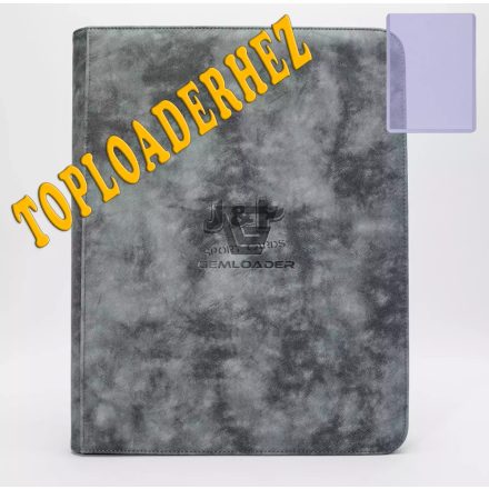 Gemloader Premium toploader tartó album - 9 zsebes Cipzáros - szürke