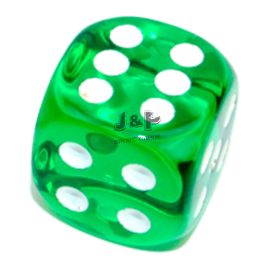   Chessex Translucent D6 Dice 16 mm Green/white - Átlátszó Zöld/Fehér dobókocka (db)