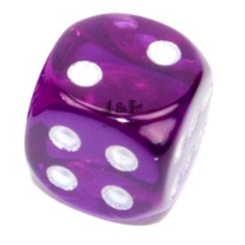   Chessex Translucent D6 Dice 16 mm Purple/white - Átlátszó Lila/Fehér dobókocka (db)
