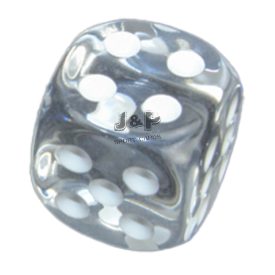  Chessex Translucent D6 Dice 16 mm Clear/white - Átlátszó/Fehér dobókocka (db)