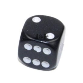   Chessex Opaque D6 Dice 12 mm Black/White - Fekete/Fehér dobókocka (db)