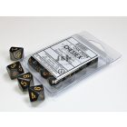 Chessex D10 Opaque Polyhedral Black/Gold - Fekete/Arany doboz (10db kocka) - D10 dobókocka