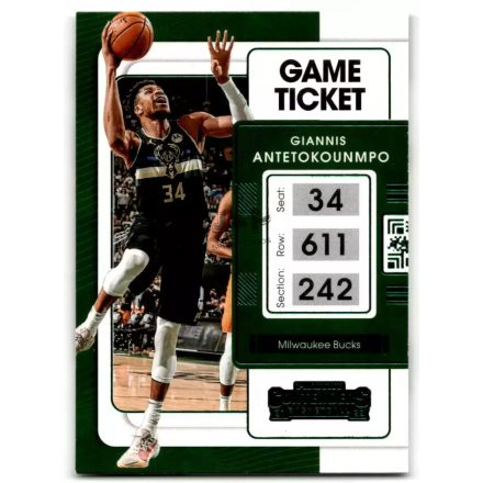 2021-22 Panini Contenders Game Ticket Green #73 Giannis Antetokounmpo