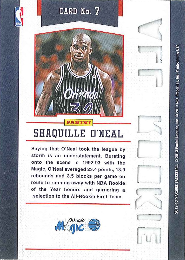 All-Rookie Team #7 Shaquille O\'Neal back $5